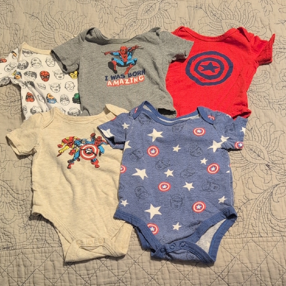 Marvel Baby Bodysuits - Red, Blue, Gray, Cream